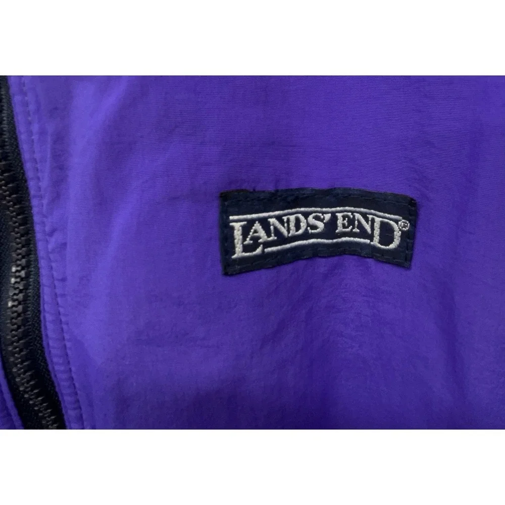 Vtg Lands End Squall Jacket Women‎ M Purple Fleece Lined Zip Pockets Outdoor USA